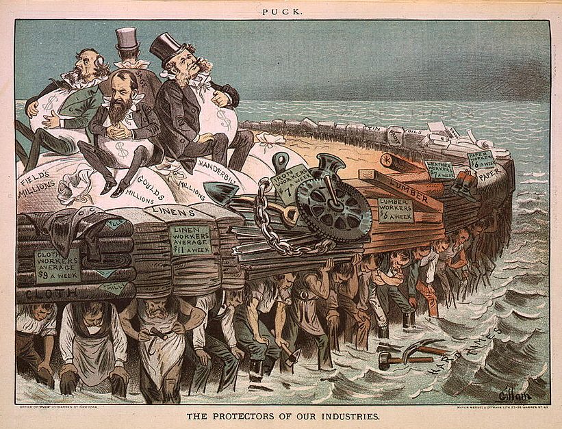 Protectors of our Industry Political Cartoon - American Exceptionalism during Industrial Revolution